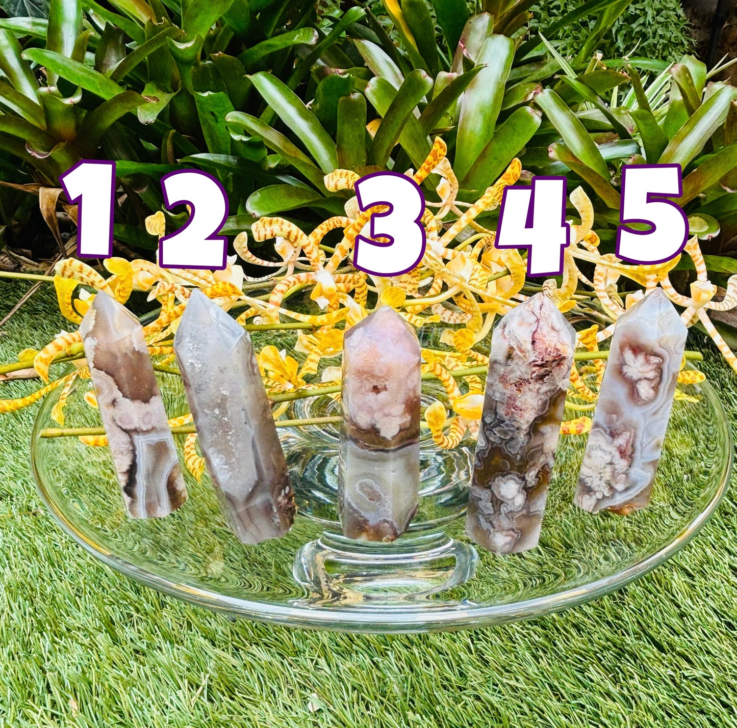 Black Flower Agate Tower / Point