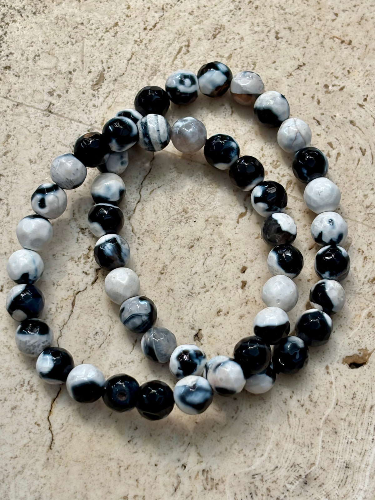 8mm Faceted Whale Agate Bracelet