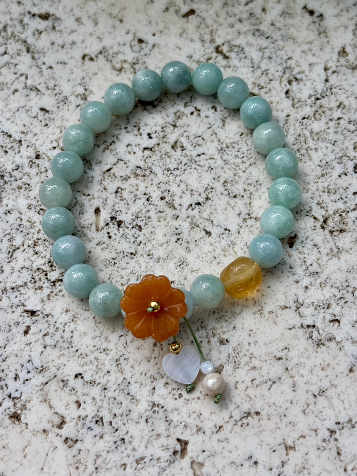 Jadeite, Citrine & Orange Jade Bracelet