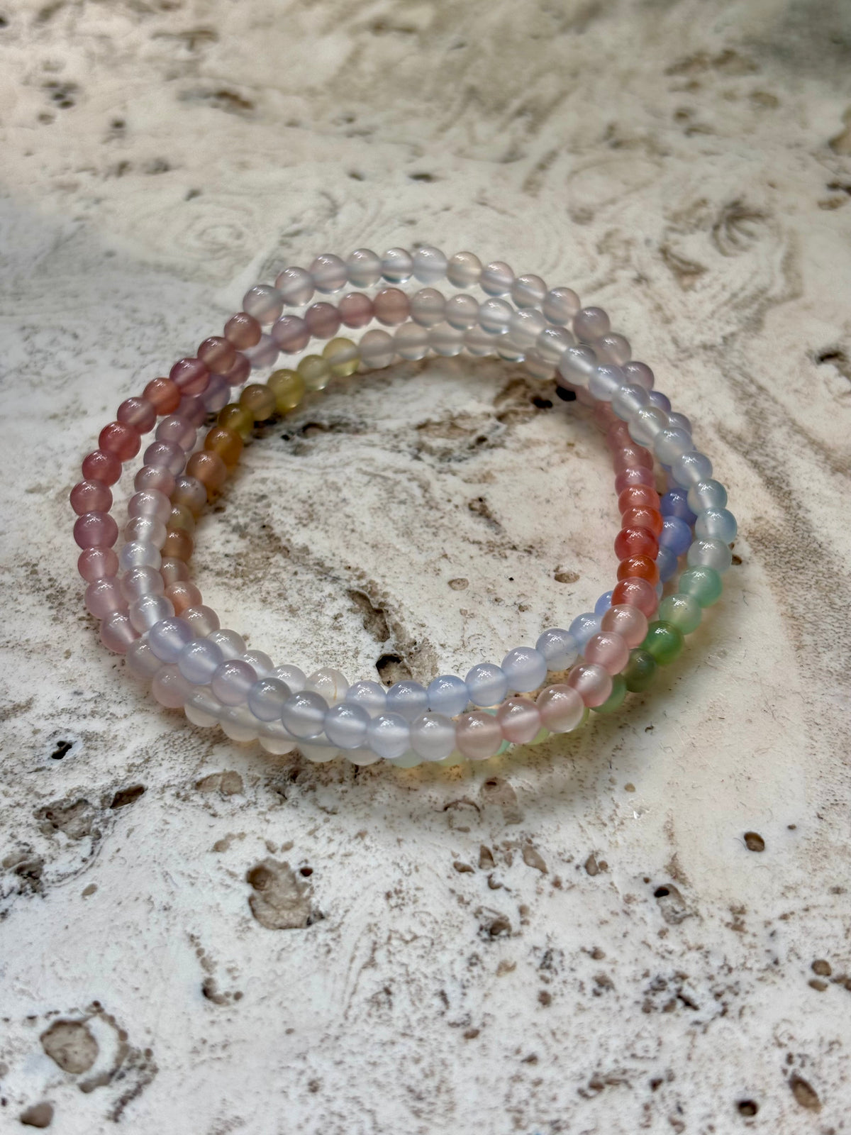 Pastel Agate Triple Wrap Bracelet