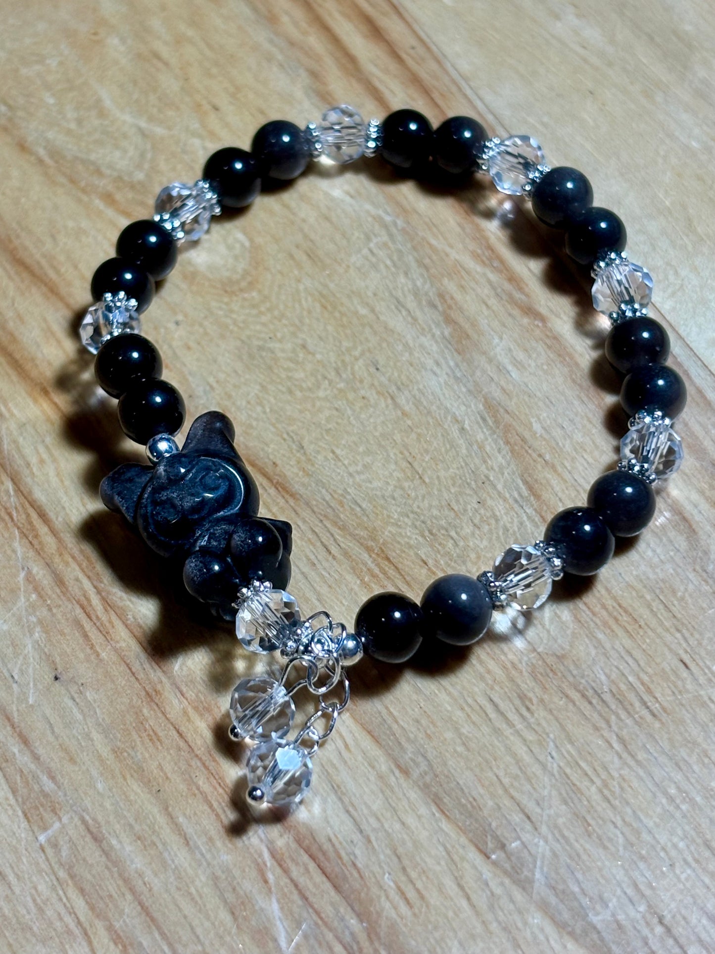 Silver Obsidian Kuromi Bracelet