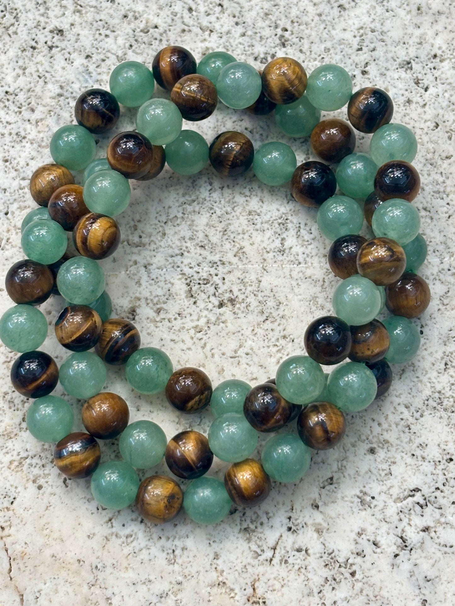 8mm Green Aventurine & Tiger Eye Bracelet