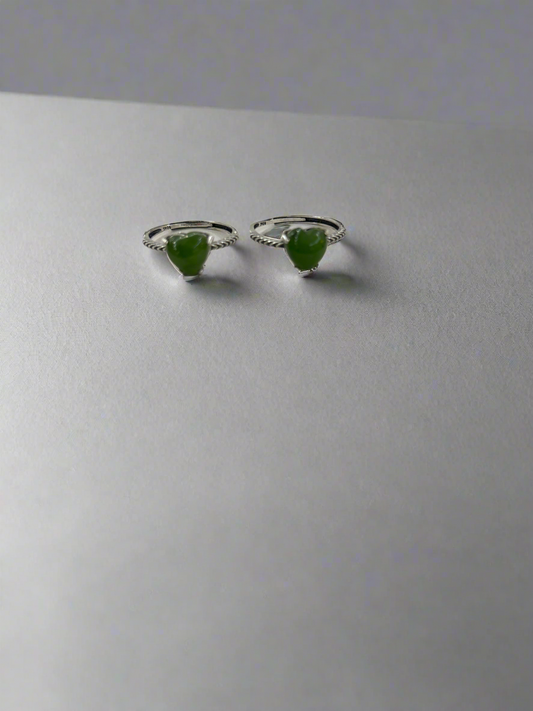 Green Jade Heart S925 Ring