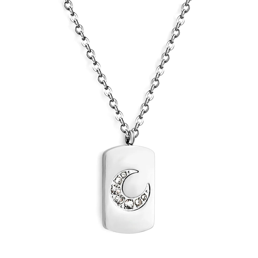 SS Rectangle Moon Necklace