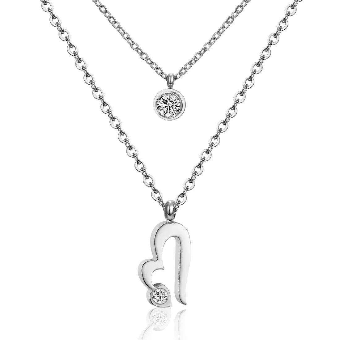 SS Double Heart Necklce