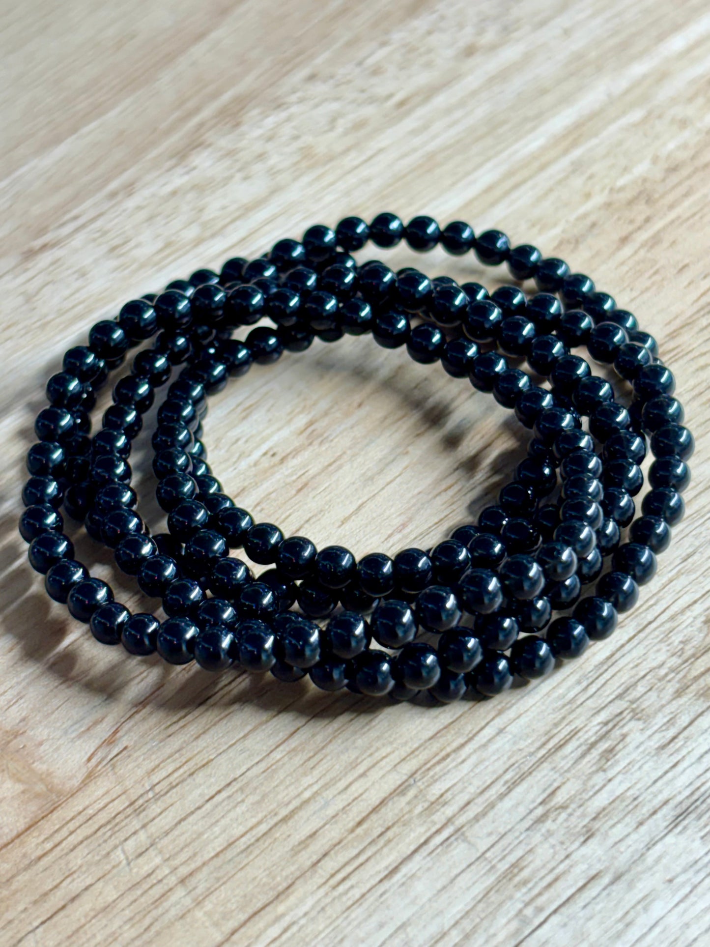 4mm Black Obsidian Bracelet