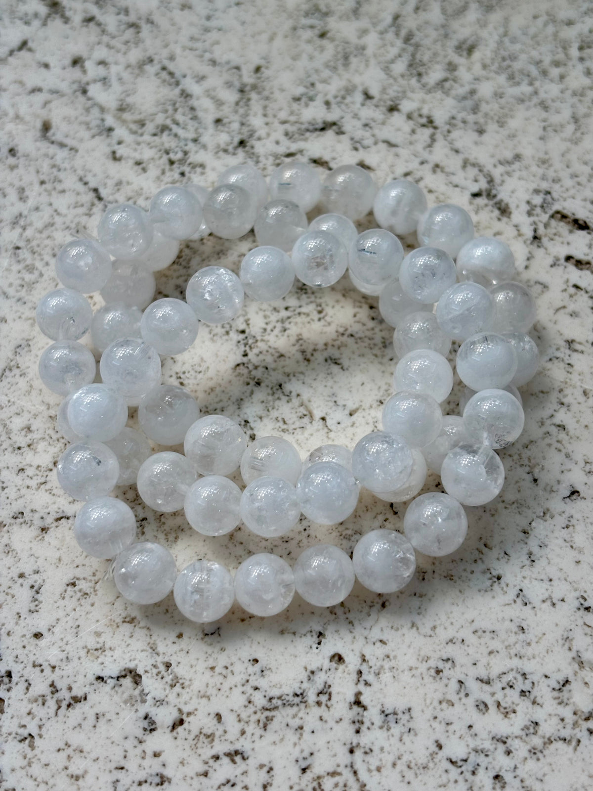 10mm White Snowflake Garden Quartz Bracelet
