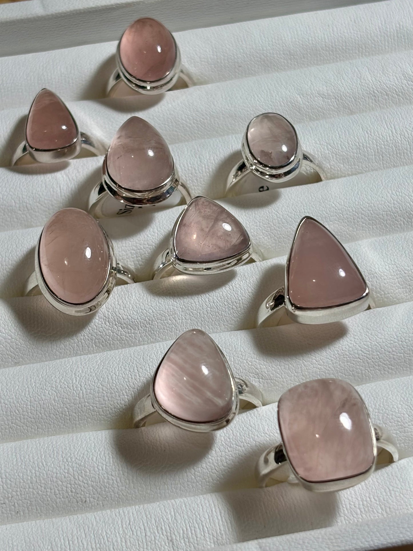 S925 Rose Quartz Rings