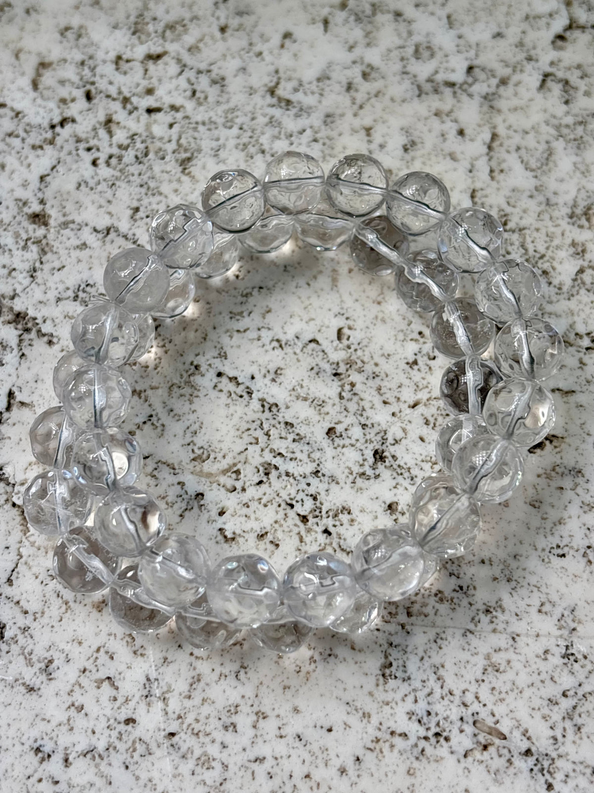 10mm Pineapple Cut Clear Quartz Bracelet