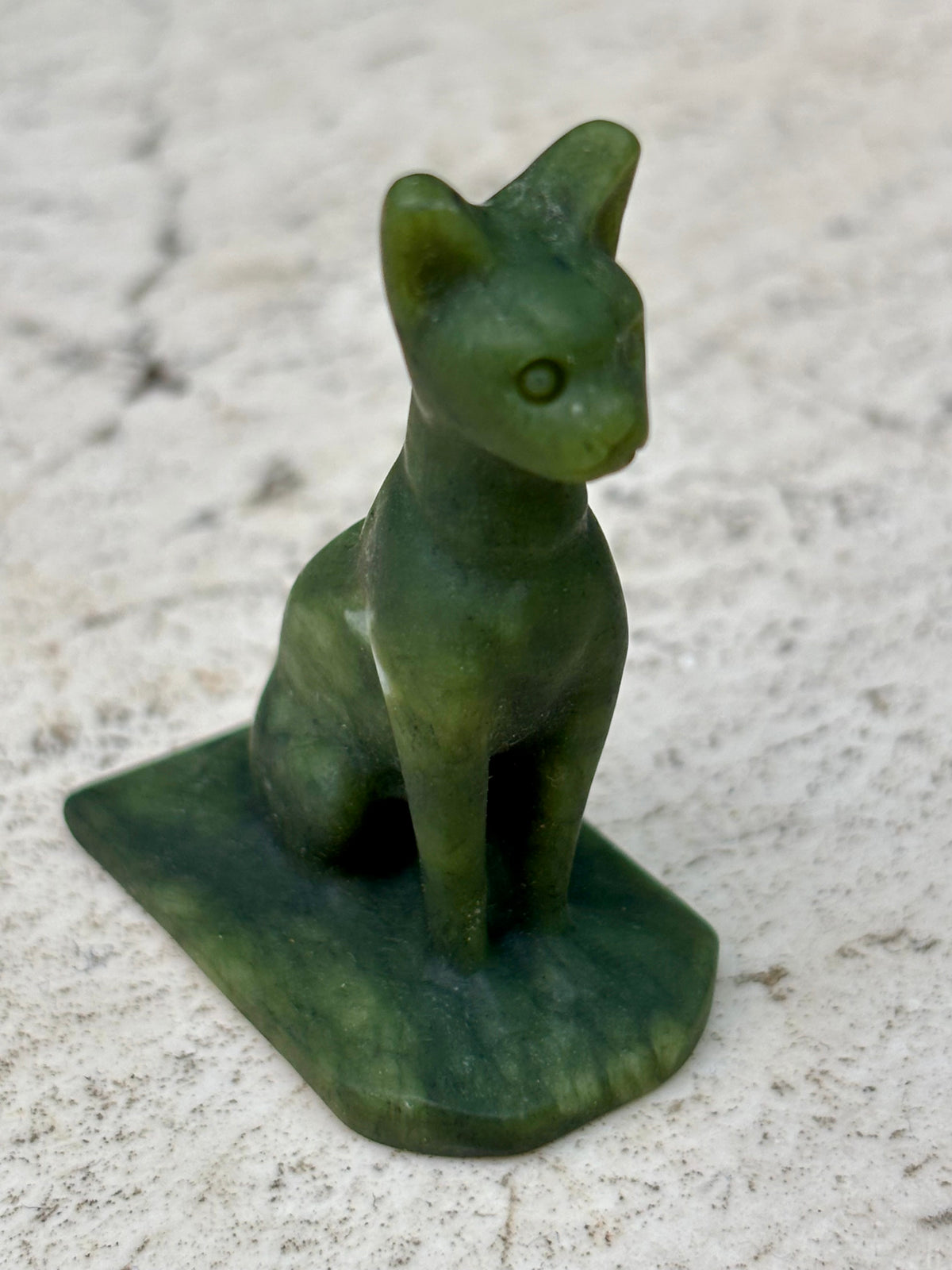 Small Egyptian Jade Cat Carving