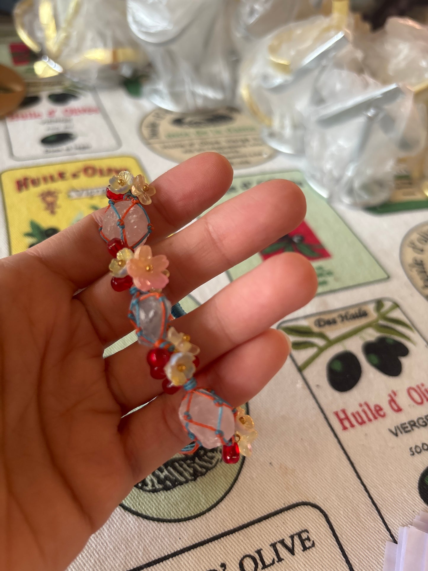 Aquamarine and Rose Quartz Bracelet