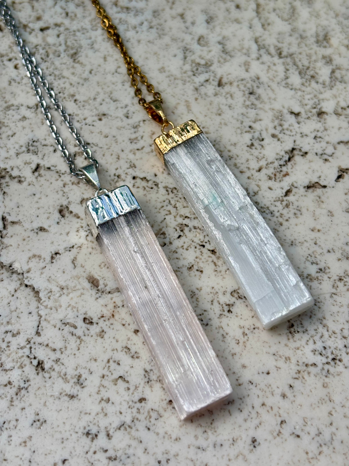 Selenite Pendant w Chain