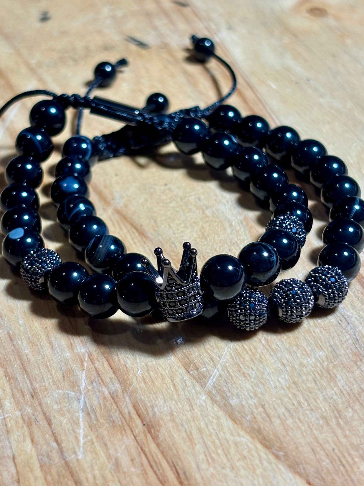 Mens Onyx w Crown Macrame Set
