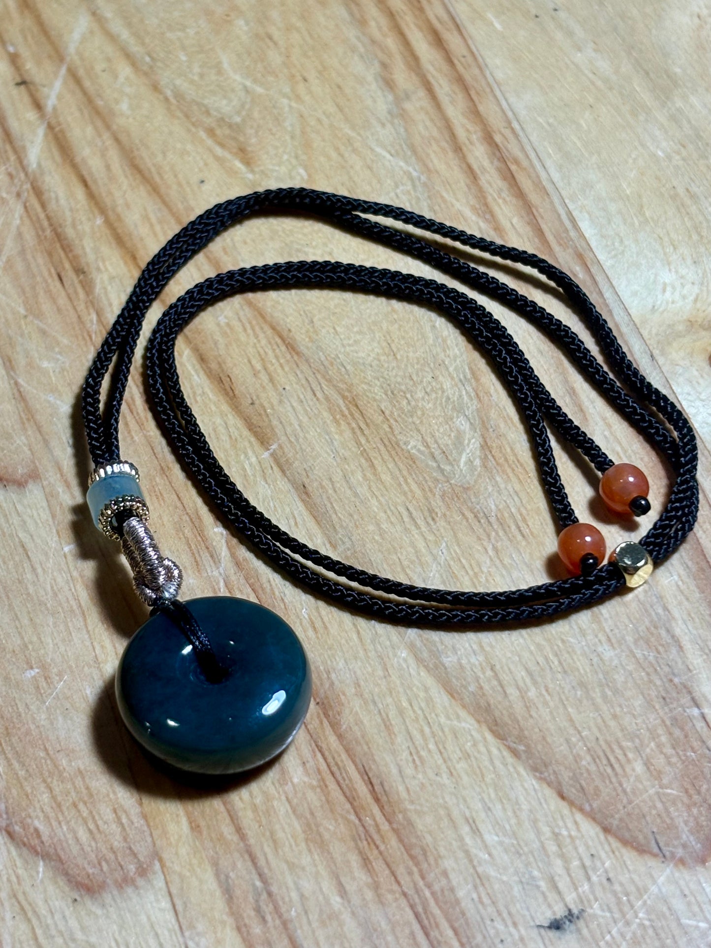 Dark Jadeite Donut Necklace