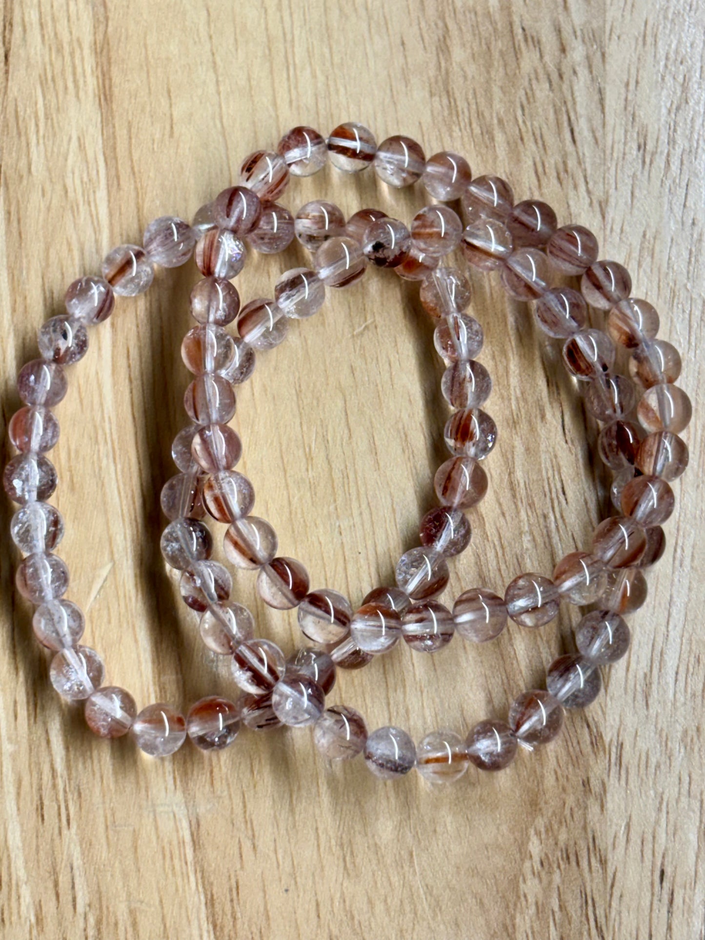 6mm Fire / Hematoid Quartz Bracelet