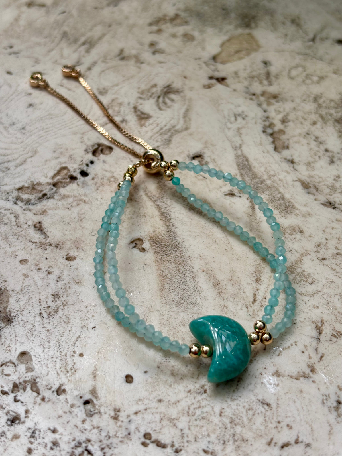 Adj Amazonite Moon Faceted Bracelet