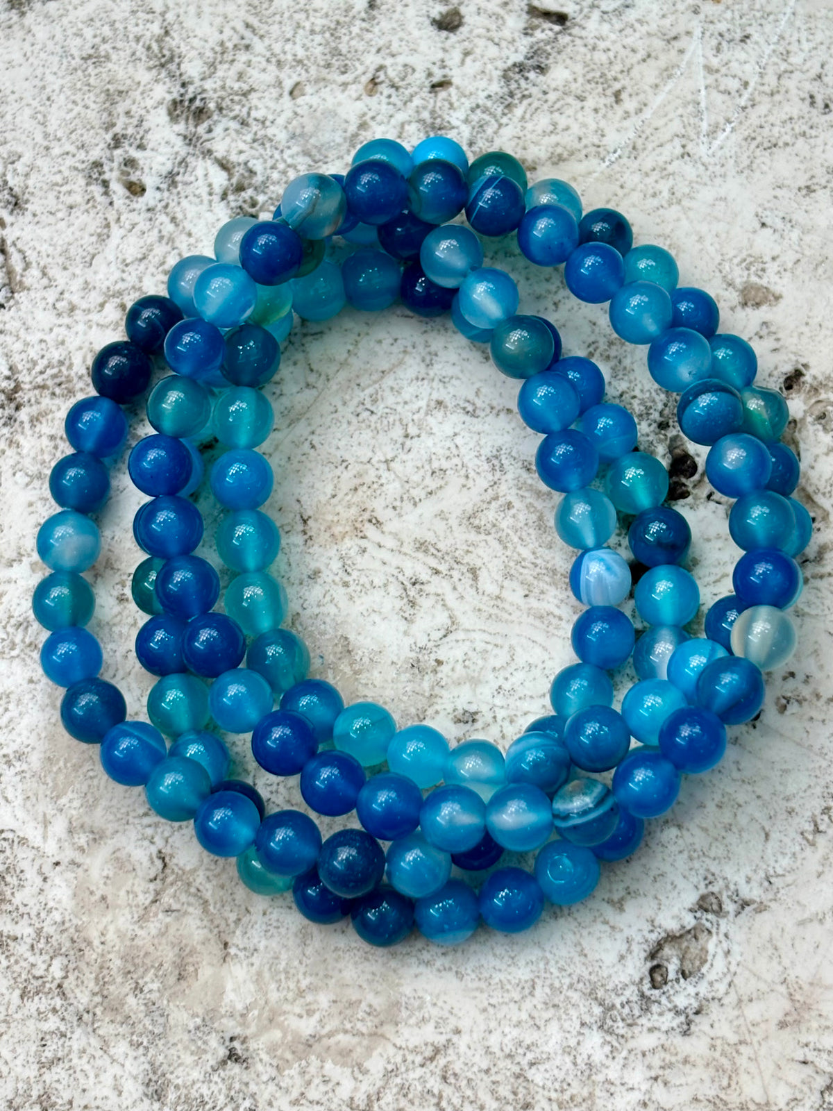 6mm Blue Banded Agate Bracelet