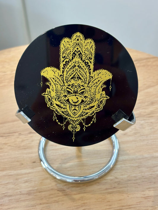 Black Obsidian Plate with Stand