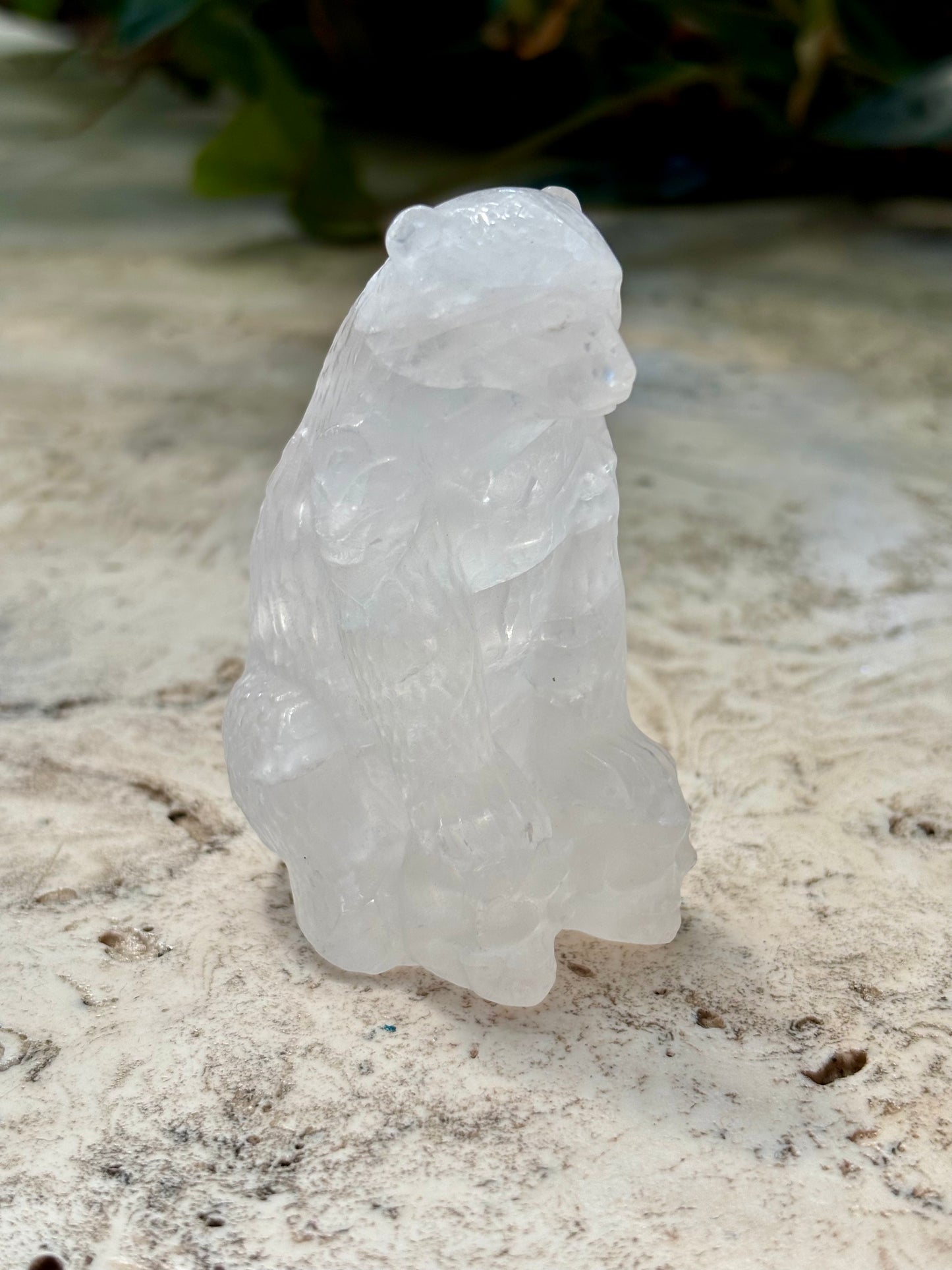 Clear Quartz Polar Bear Carving