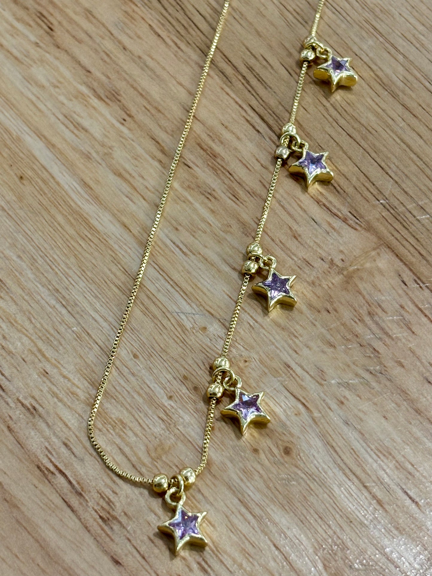 18kCopper Pink Zirconia Stars Necklace