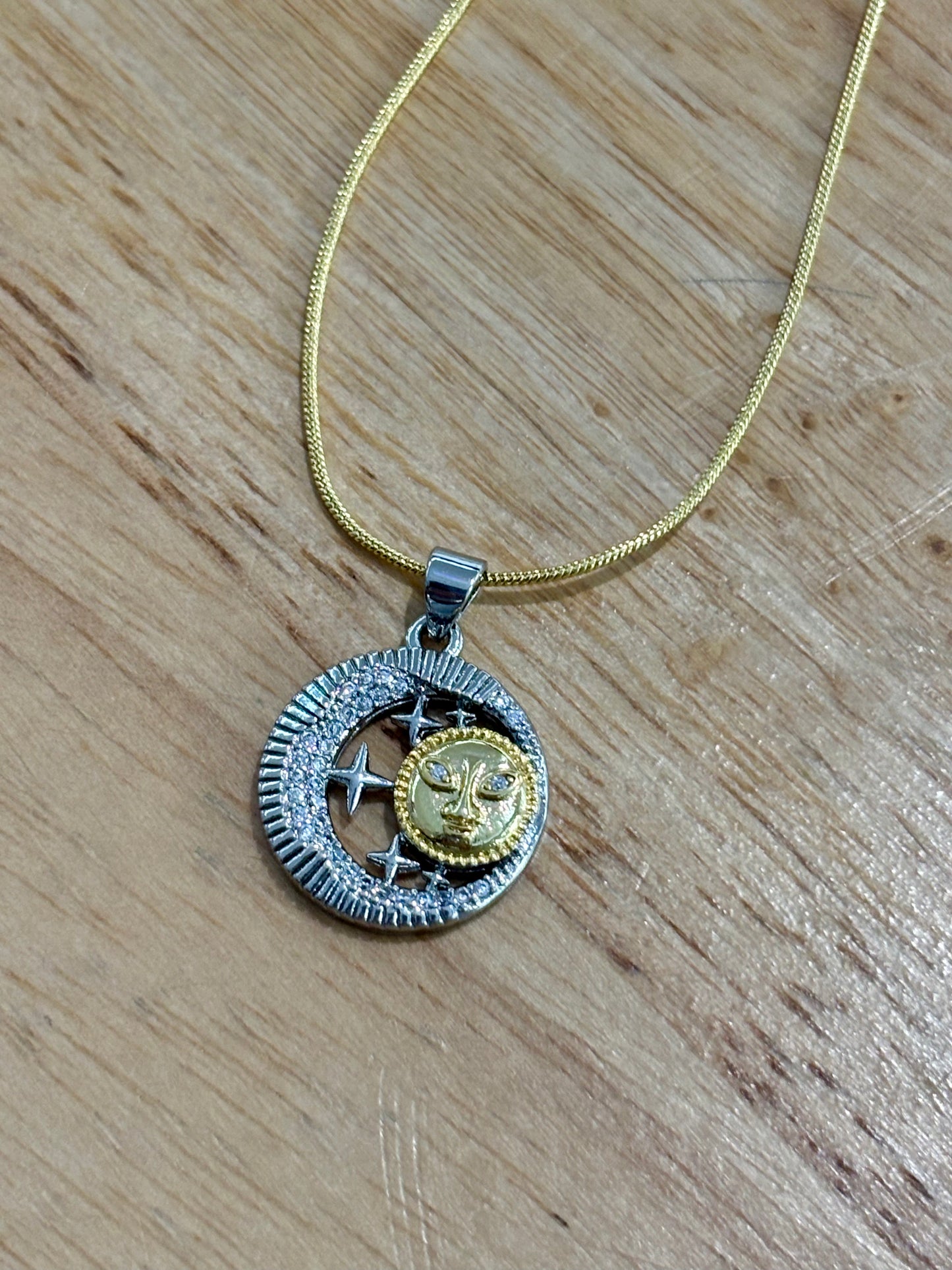 18kCopper Moon and Sun Necklace