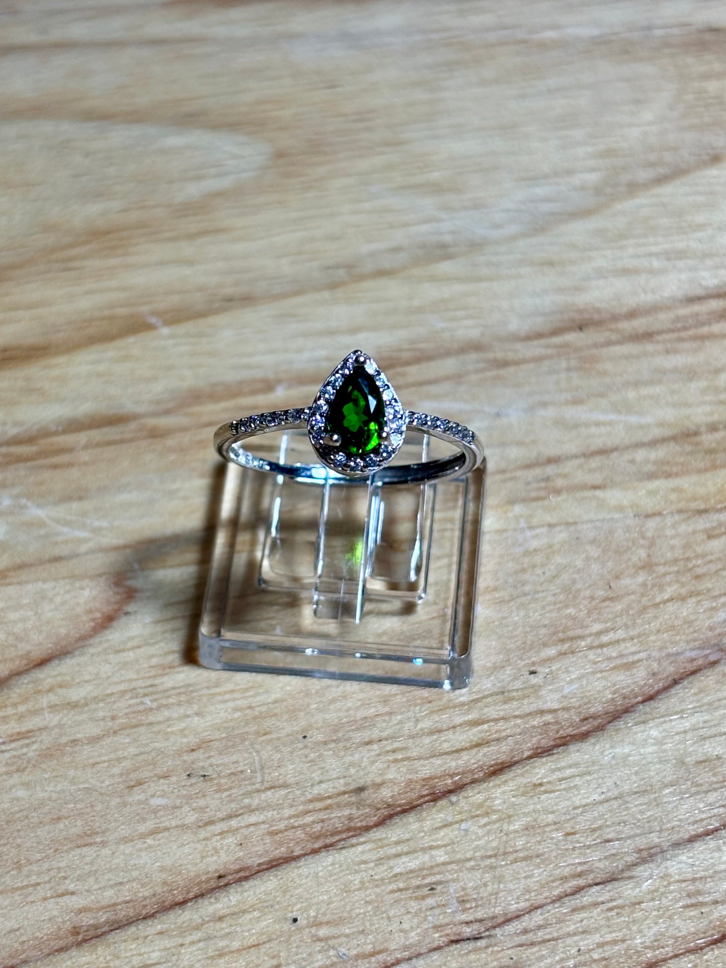 S925 Epidote w Zircon Ring