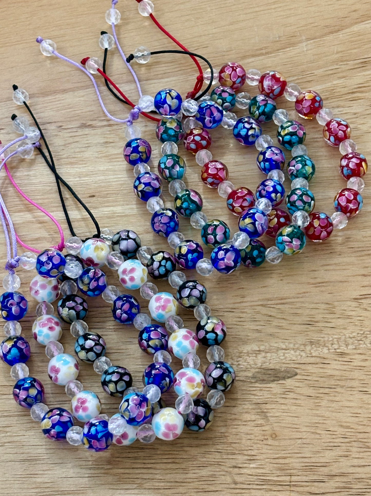 Clear Quartz & Murano Glass Artisan Bracelet