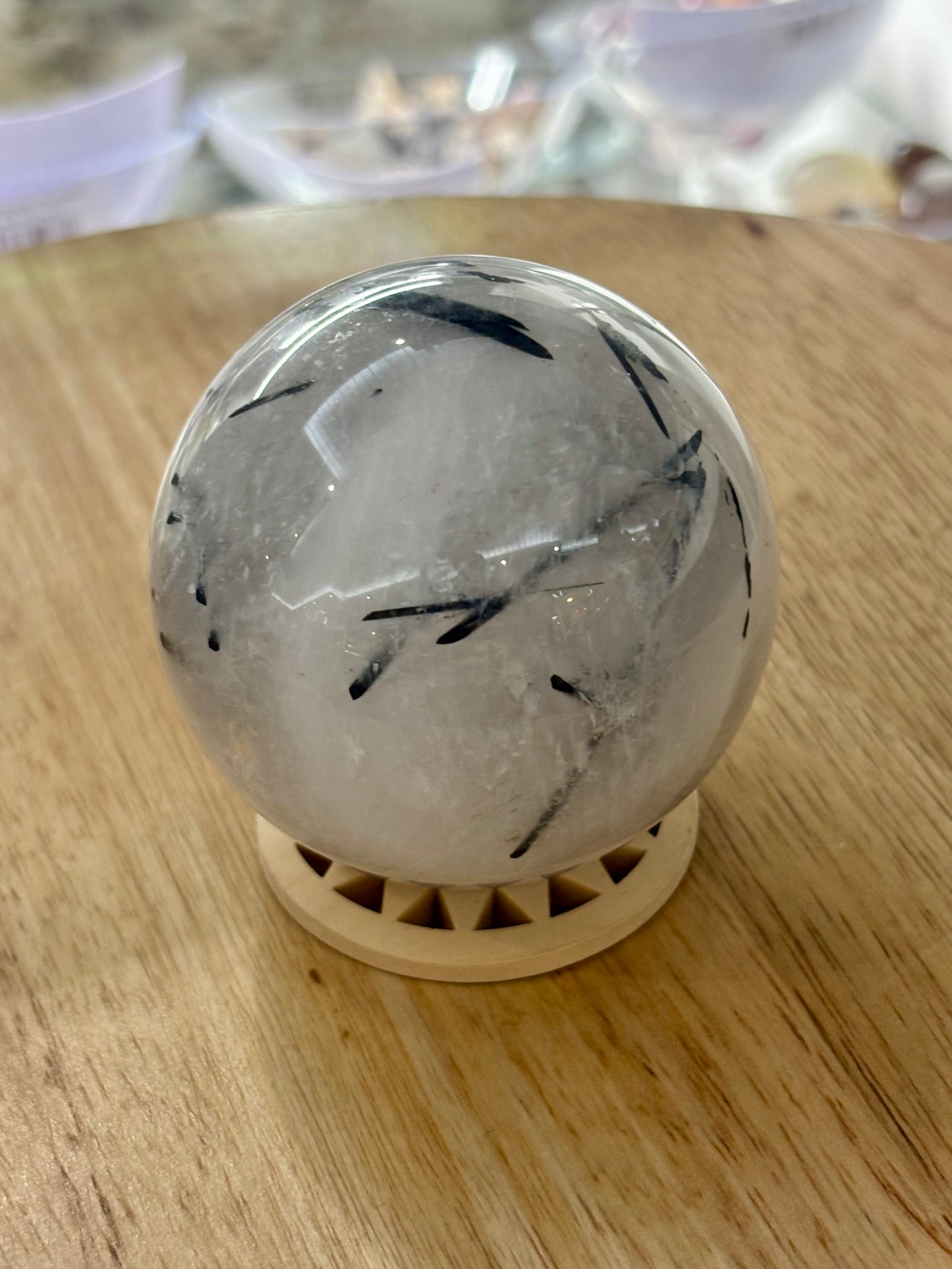 Rutile Black Tourmaline Sphere - Madagascar