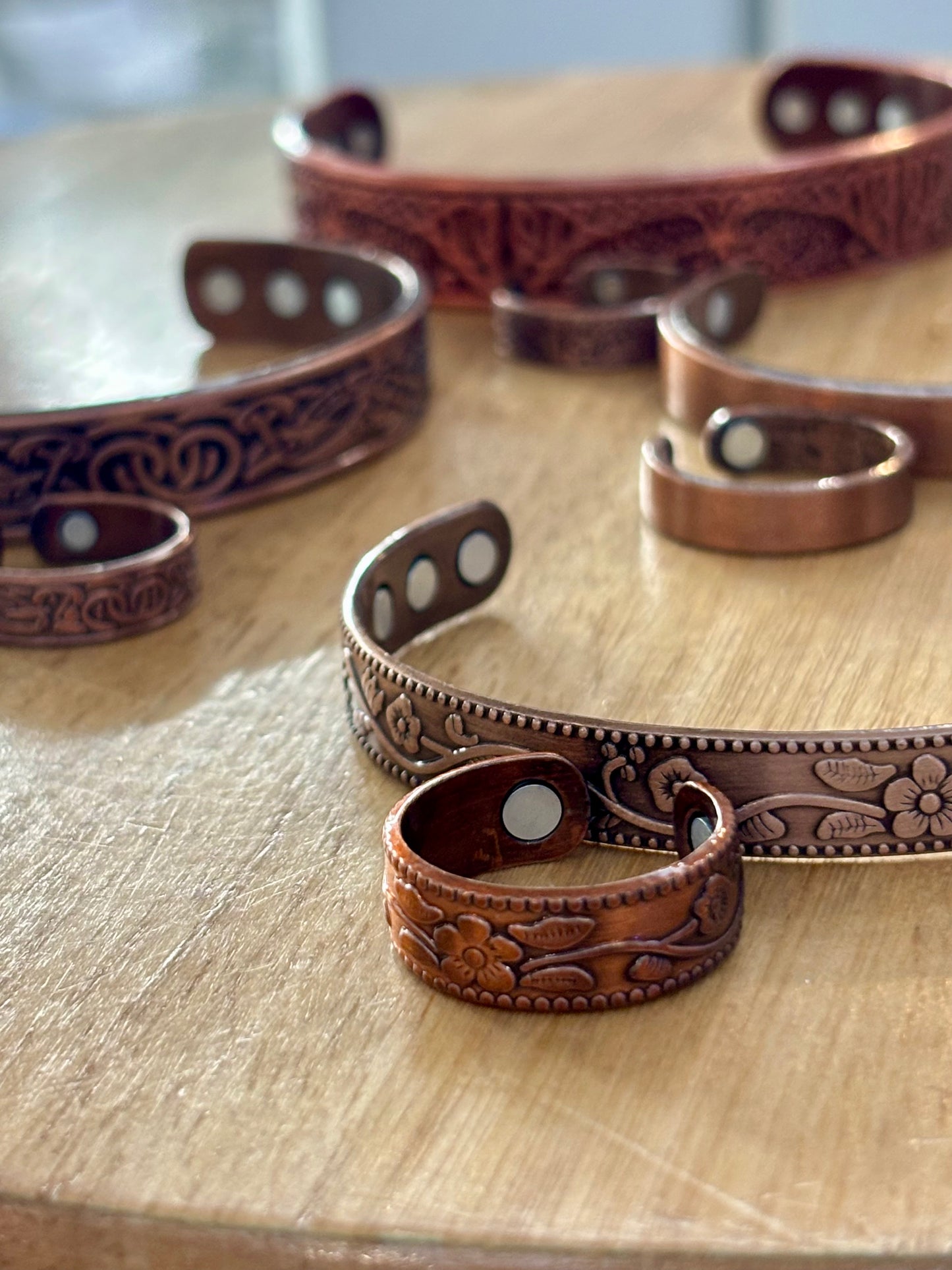 Copper Bangle Ring Set