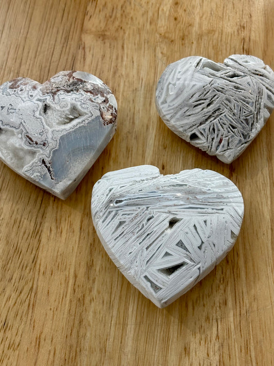White Mexico Agate Heart