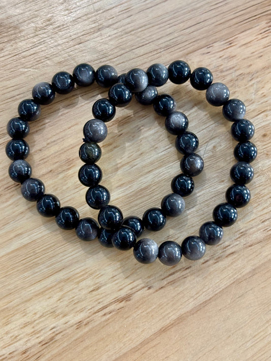 Silver Obsidian 8mm Bracelet