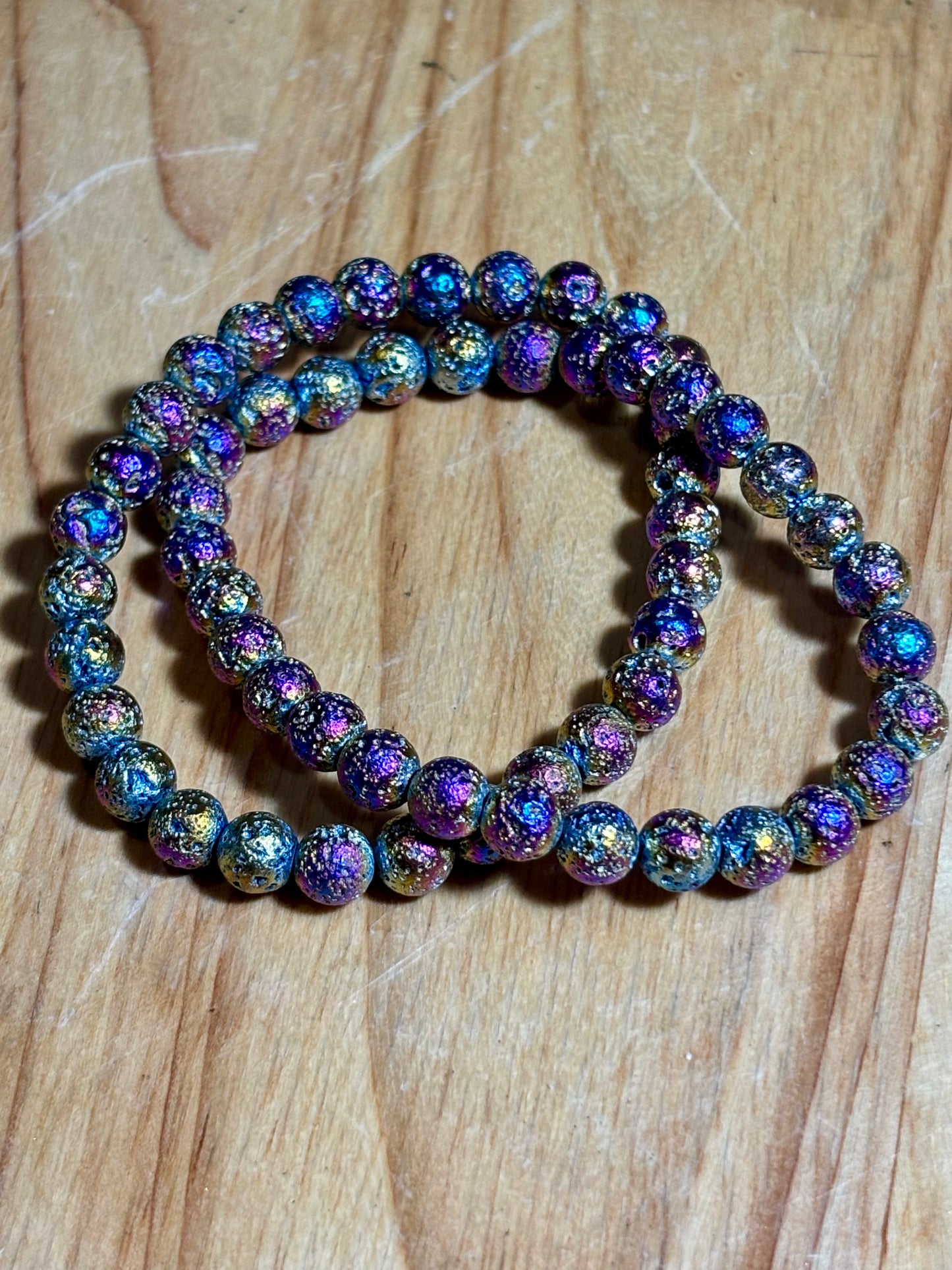 6mm Aura Lava Stone Bracelet