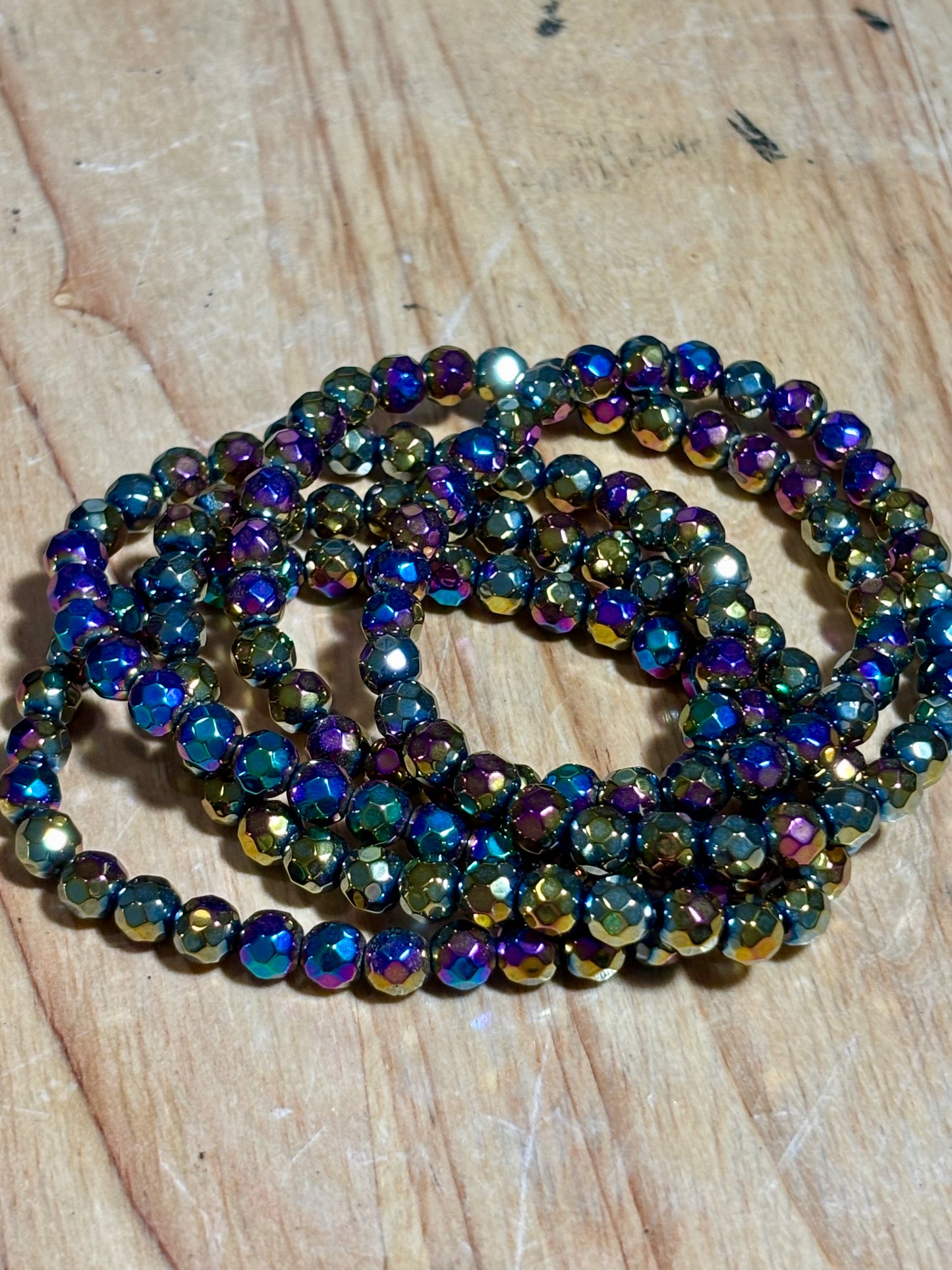 Faceted Aura Hematite Bracelet