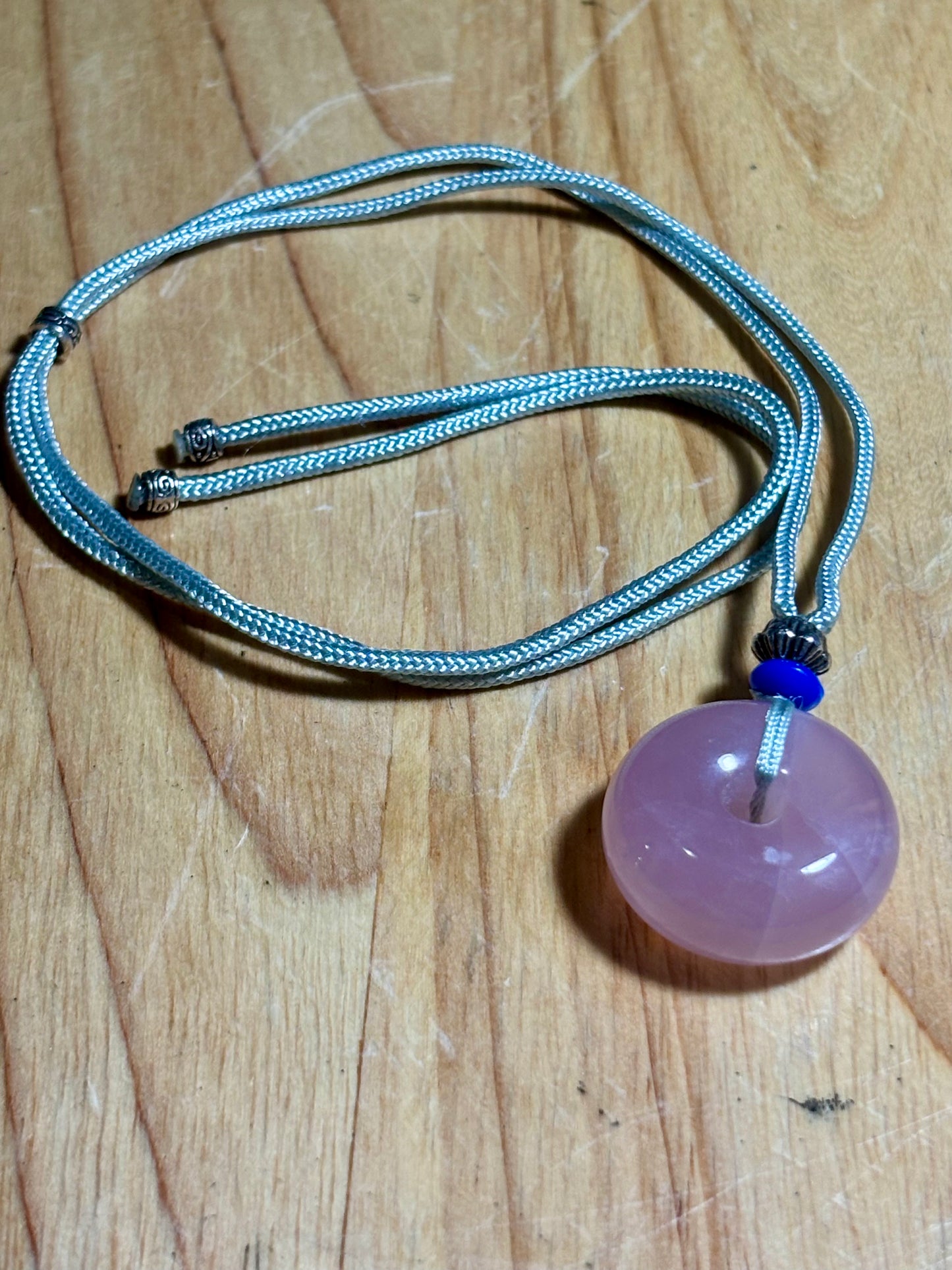 Rose Quartz Donut Necklace