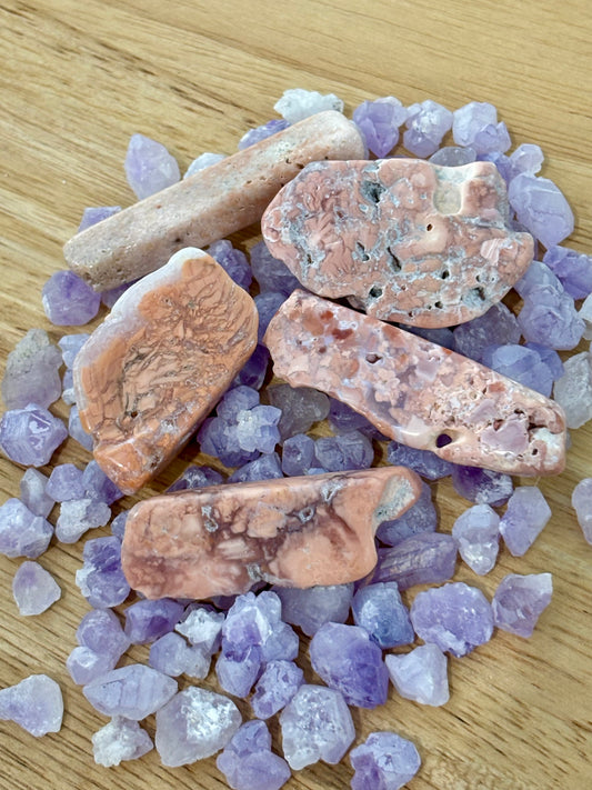 Pink Flower Agate Freeform