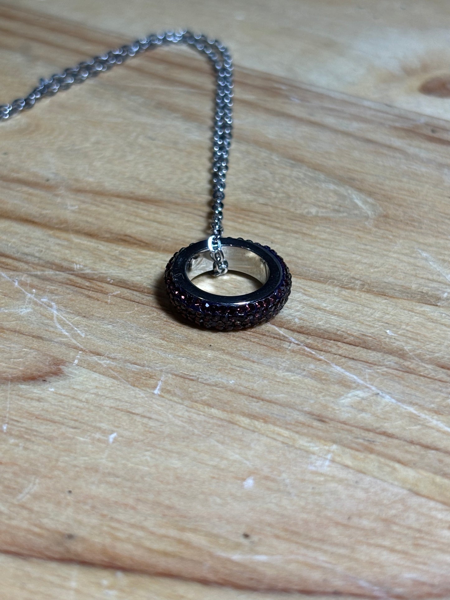 SS Dark Red Zircon O Necklace