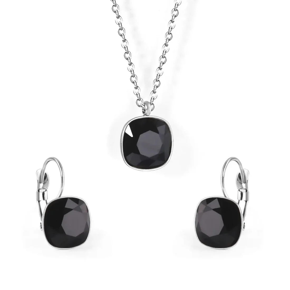 SS CZ Pendant Necklace Earrings Set