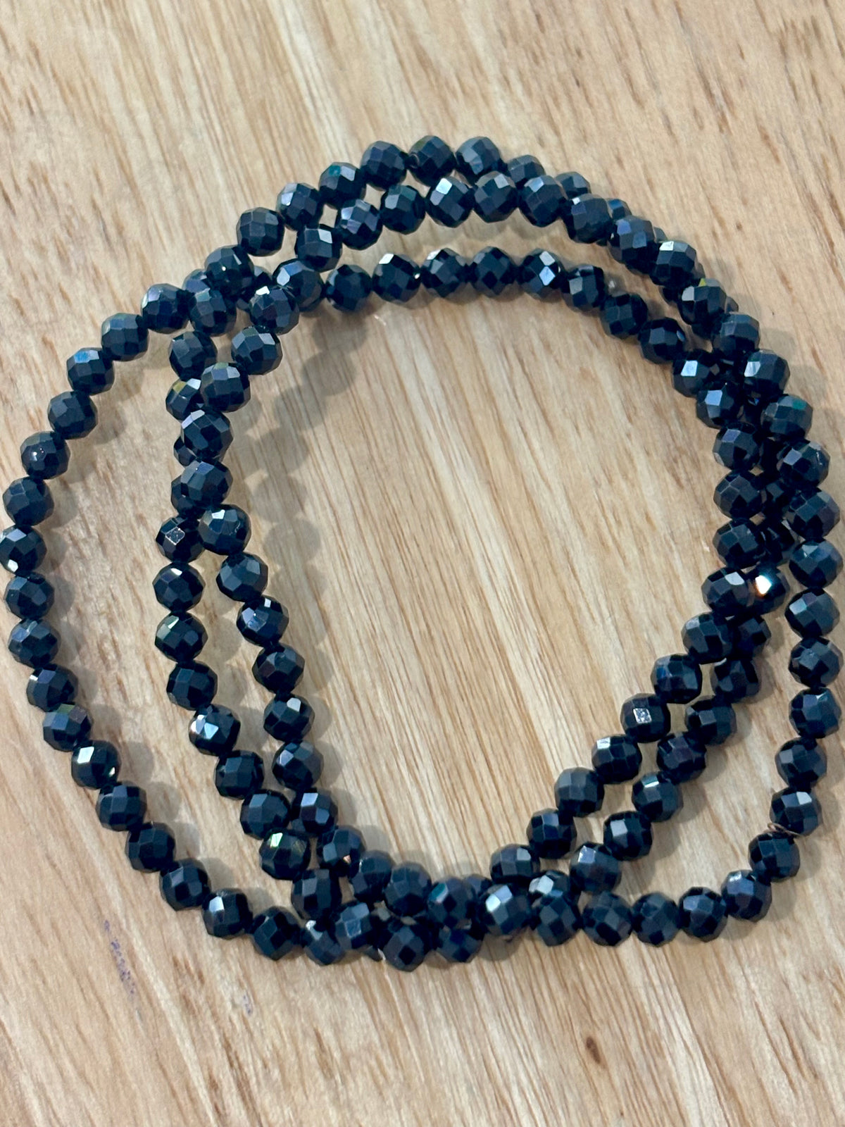 4mm Faceted Black Obsidian Bracelet