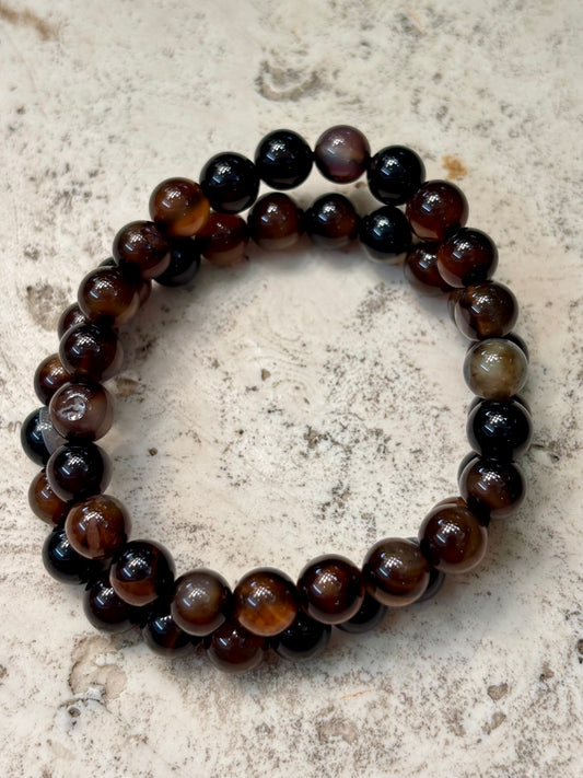8mm Brown Agate Bracelet