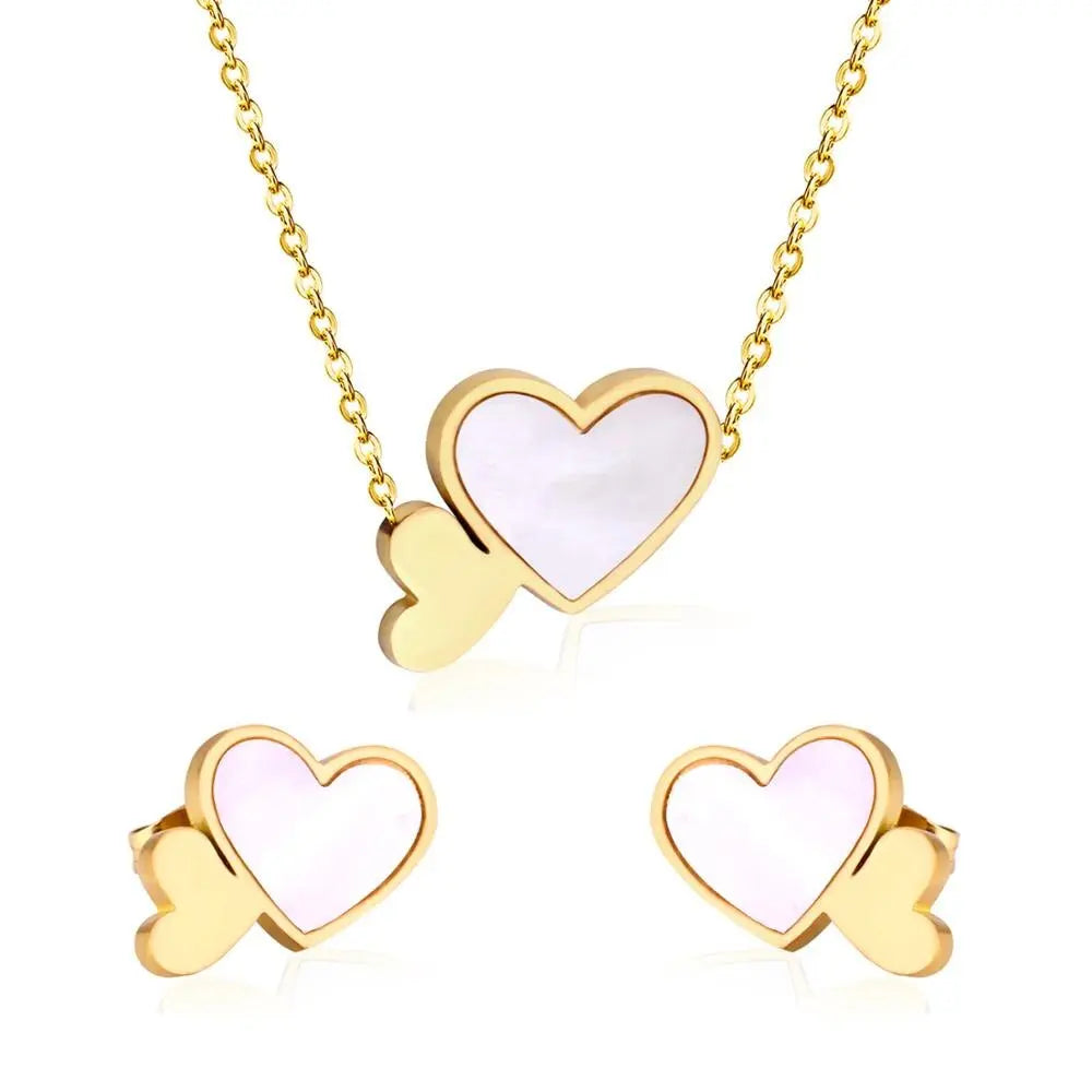 SS Heart Shell Set Gold