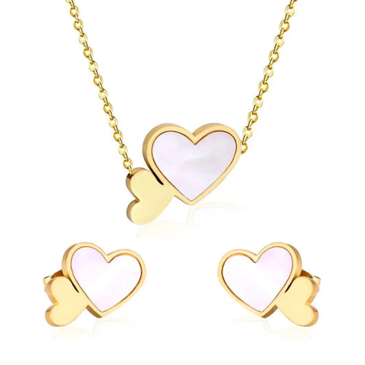 SS Heart Shell Set Gold