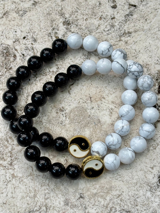 Ying Yang 8mm Bracelet