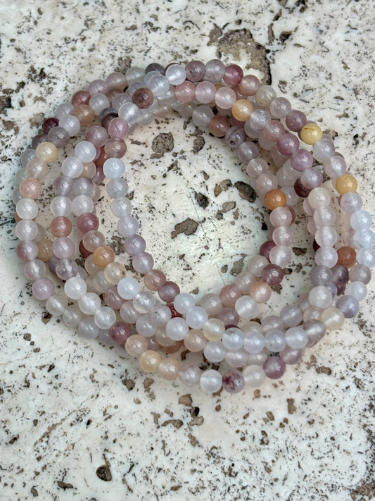 4mm Flower Agate Bracelet
