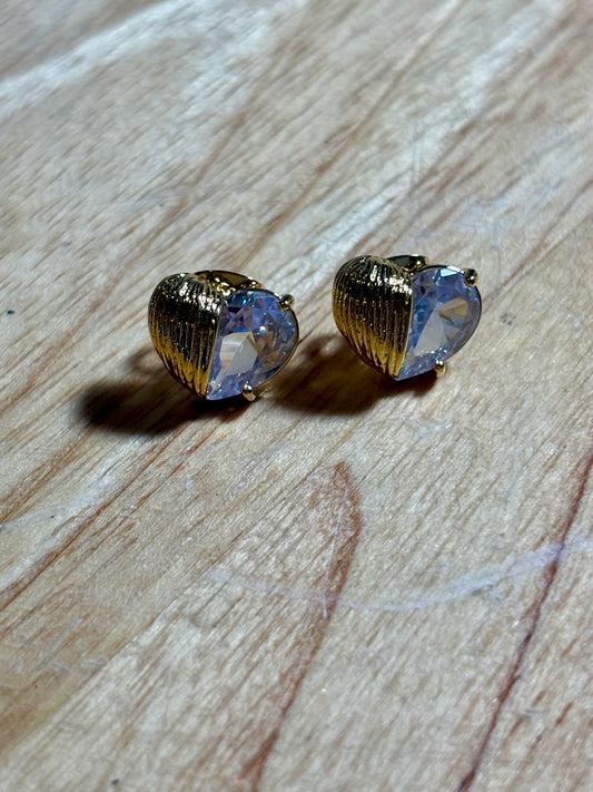 14kPlated Zircon Heart Earrings