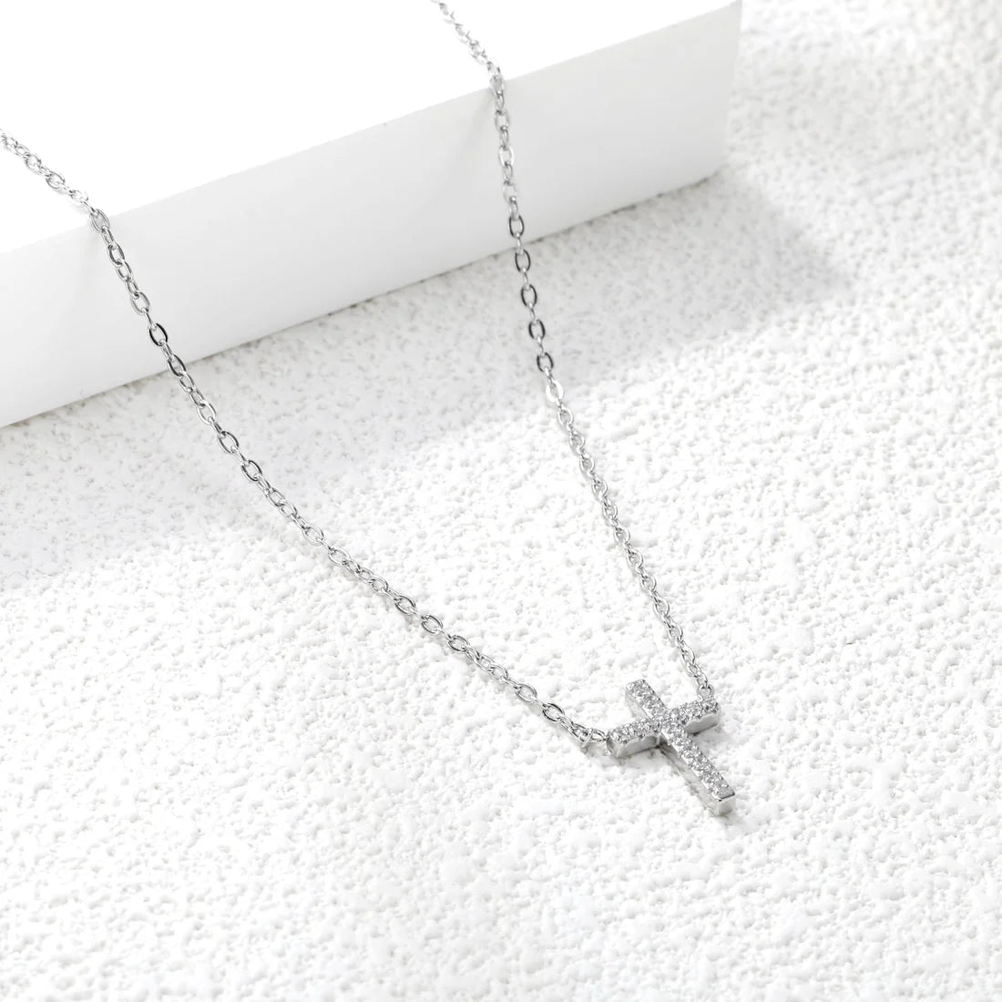 SS CZ Cross Necklace