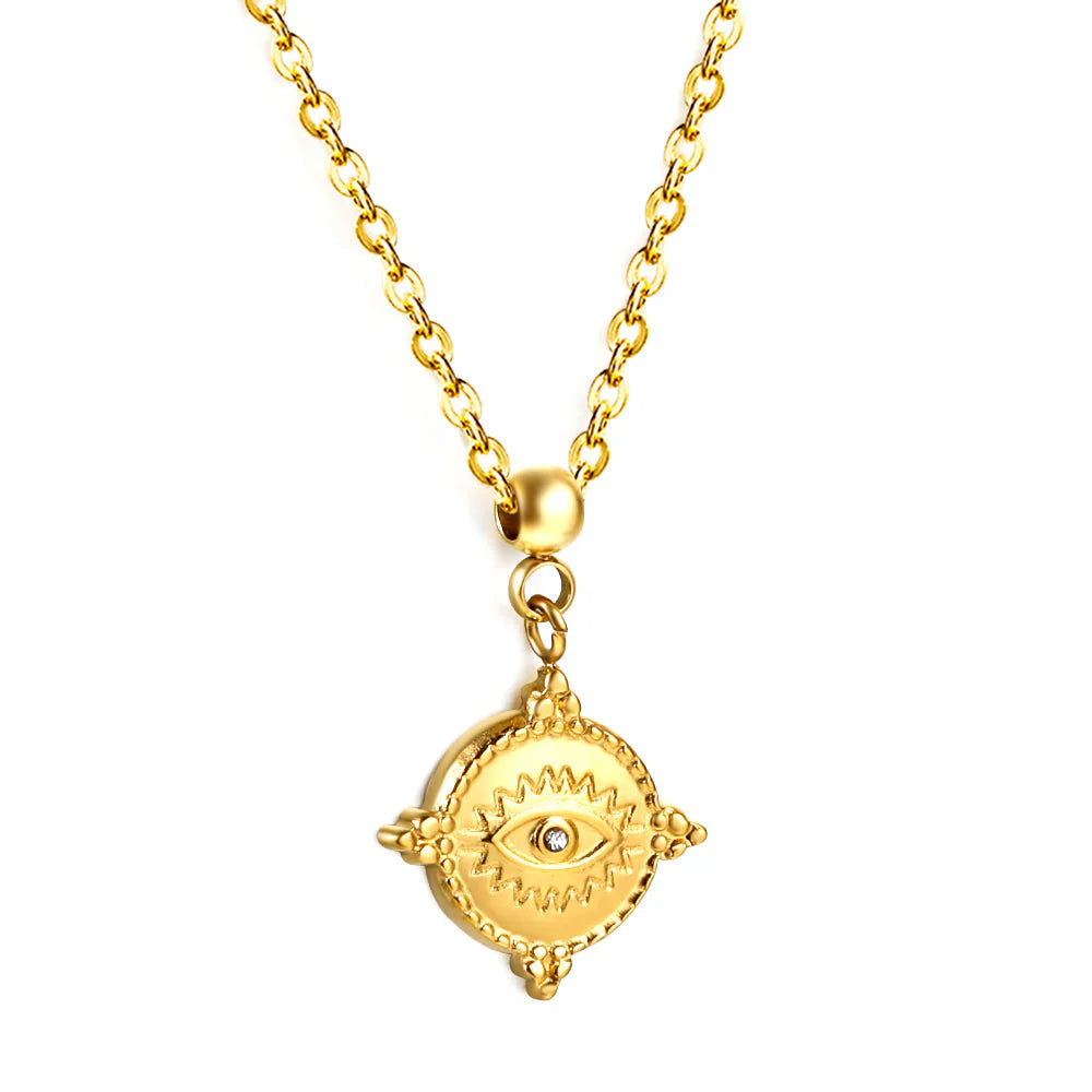 SS Gold Evil Eye Necklace