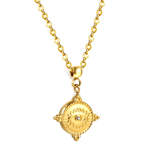 SS Gold Evil Eye Necklace