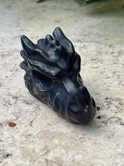 Black Obsidian Dragon Head