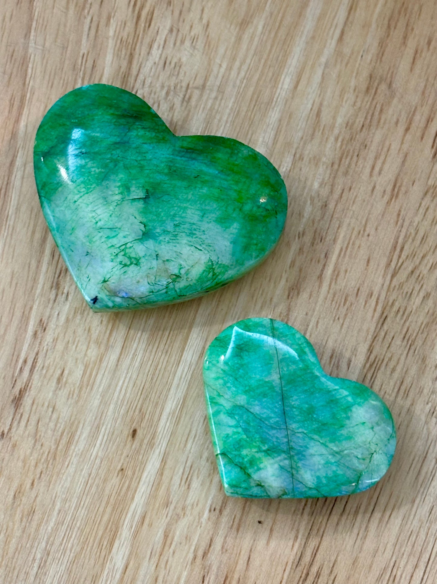Green (dyed) Moonstone Heart