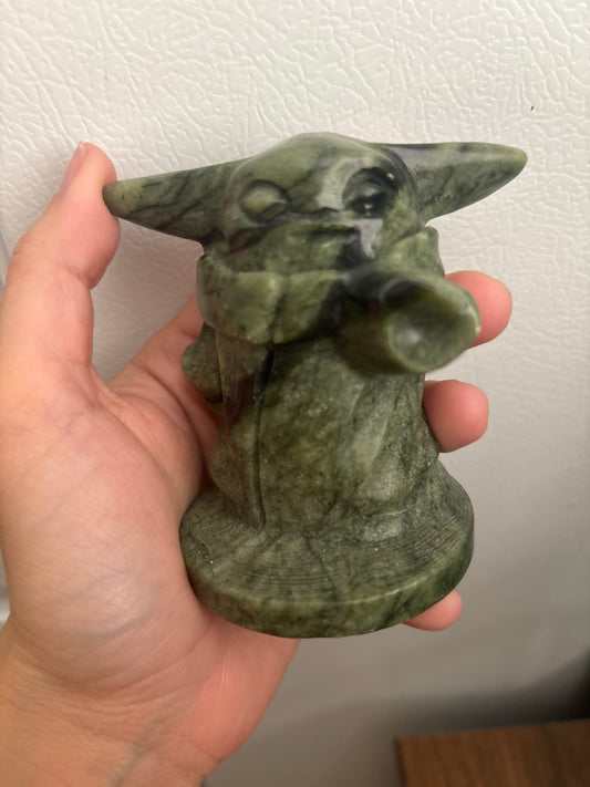 Green Jade Yoda Carving